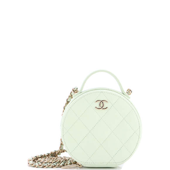 Chanel Small Handle with Care Round Vanity Case with Chain Quilted Caviar - Picture 1 of 6